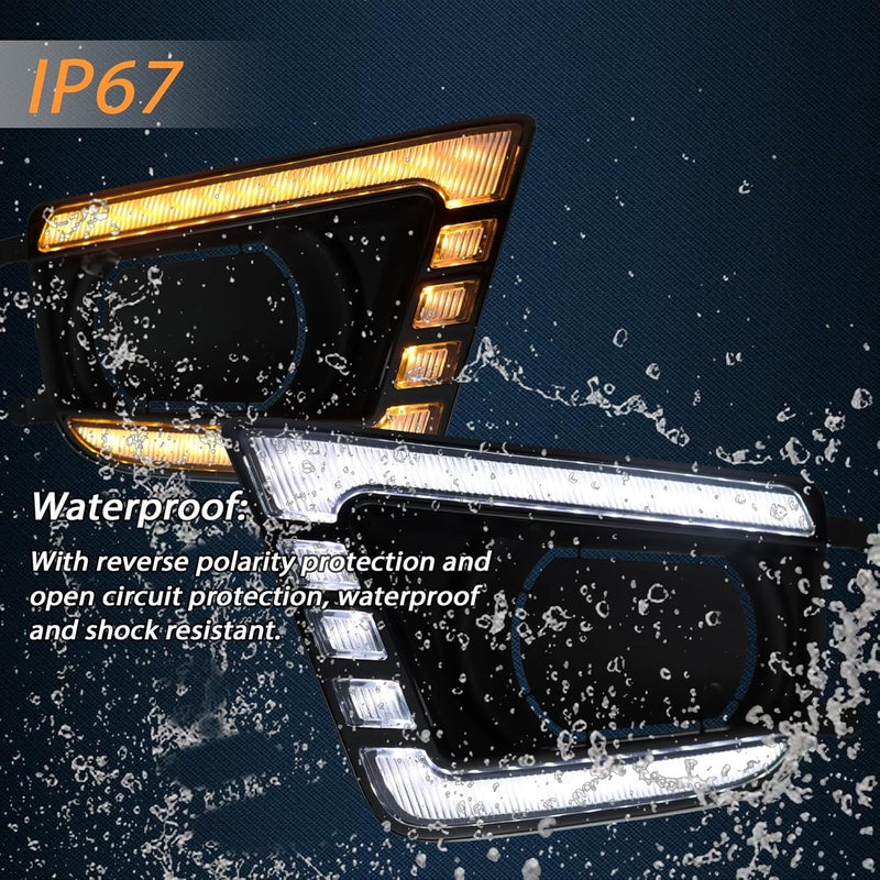 GEEGEETOP Switchback White/Amber LED Front fog light Daytime Running Lamp Amber Sequential Turn Signal light Feature Compatible with Toyota Tacoma 2012-2015 Replacement Bumper Kit - Image 5
